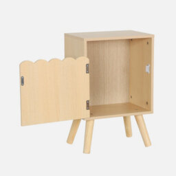 Sweeek - Children's Bedside Table Wood Decor 1 Door Natural 34X23.5X52 Cm - Azur - thumbnail 3