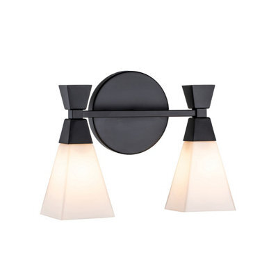 Luminosa Lighting Luminosa Bowtie 2 Light Bathroom Wall Lamp, Matte Black Ip44 - image 1