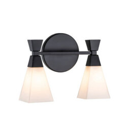 Luminosa Lighting Elstead Bowtie 2 Light Bathroom Wall Lamp, Matte Black Ip44