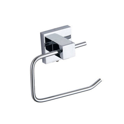 FNX Bathrooms Chrome Toilet Roll Holder - Wall Mounted Modern Design Gloss Finish - image 1