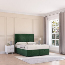 Sloomy Manhattan End Lift Ottoman Bed 6Ft With Sprung Memory Mattress - Emerald Plush & Headboard- Super King - thumbnail 2