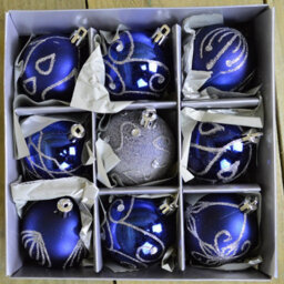 Samuel Alexander Set Of 9 Shatterproof Deluxe Glitter Christmas Tree Baubles In Midnight Blue