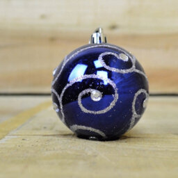 Samuel Alexander Set Of 9 Shatterproof Deluxe Glitter Christmas Tree Baubles In Midnight Blue - thumbnail 8