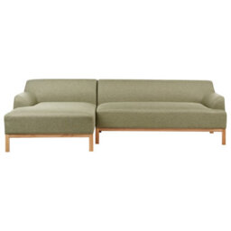 Beliani Corner Sofa 3 Seater Sosjo Fabric Olive Green Right Hand - thumbnail 1