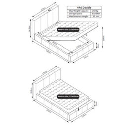 Luna 4Ft6 Double Black Ottoman Storage Bed With Gas Lift & 20Cm Thick Memory Foam Mattress - L: 203Cm X W: 153Cm X H: 88.5Cm - thumbnail 8