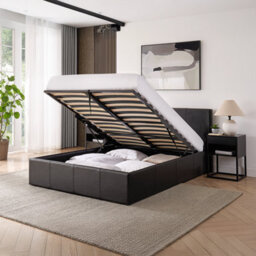 Luna 4Ft6 Double Black Ottoman Storage Bed With Gas Lift & 20Cm Thick Memory Foam Mattress - L: 203Cm X W: 153Cm X H: 88.5Cm - thumbnail 2