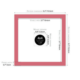 "4X4"" Pink Picture Frame - 4X4"" Square Frame With 1X1"" Mount For 4X4""/1X1"" Pictures Art Deco Style Thin Edge, 1 Pack" - thumbnail 2