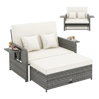 Pe Wicker Outdoor Daybed With 4-Level - image 1