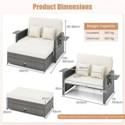 Pe Wicker Outdoor Daybed With 4-Level - thumbnail 2