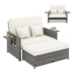 Pe Wicker Outdoor Daybed With 4-Level - thumbnail 1