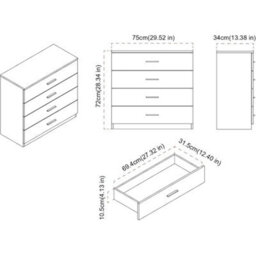 Wooden Chest Of Drawers 4-5 Drawer Modern Storage Cabinet Black - thumbnail 2