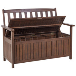 Beliani Garden Bench With Cushion Sovana 120 Cm With Storage Acacia Wood Light Grey - thumbnail 6