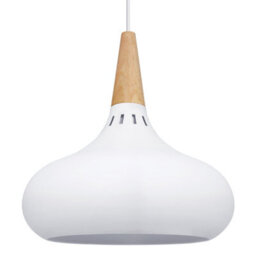 Long Life Lamps Company Metal Vintage White Ceiling Pendant Light Wood Fitting M0106