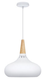 Long Life Lamps Company Metal Vintage White Ceiling Pendant Light Wood Fitting M0106 - thumbnail 3