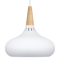 Long Life Lamps Company Metal Vintage White Ceiling Pendant Light Wood Fitting M0106 - thumbnail 4