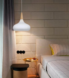 Long Life Lamps Company Metal Vintage White Ceiling Pendant Light Wood Fitting M0106 - thumbnail 8