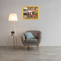AK Frames 20X16 Gold Modern Multi Photo Frame With Poppy Red Mount - Holds 9 Apertures (2X) 7X5, (7X) 6X4 Photos - thumbnail 3