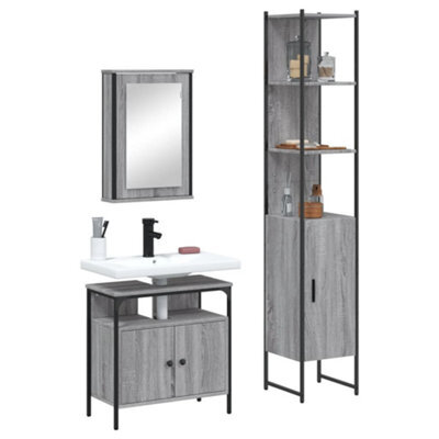 Berkfield 3 Piece Bathroom Furniture Set Grey Sonoma Engineered Wood - image 1