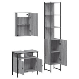 Berkfield 3 Piece Bathroom Furniture Set Grey Sonoma Engineered Wood - thumbnail 5