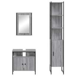 Berkfield 3 Piece Bathroom Furniture Set Grey Sonoma Engineered Wood - thumbnail 6