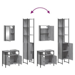 Berkfield 3 Piece Bathroom Furniture Set Grey Sonoma Engineered Wood - thumbnail 9