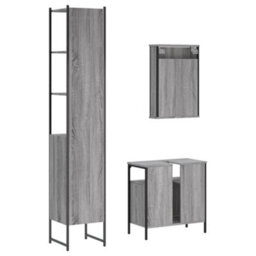 Berkfield 3 Piece Bathroom Furniture Set Grey Sonoma Engineered Wood - thumbnail 8