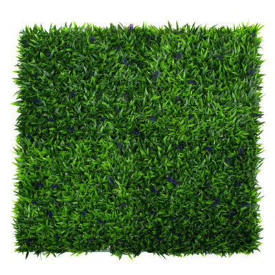 GreenBrokers Artificial Green Wall Hedge With Leaf Foliage And Purple Flowers (Pack Of 4) -Uv Stable Vertical Garden - image 1