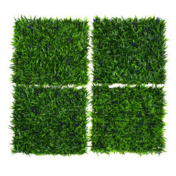 GreenBrokers Artificial Green Wall Hedge With Leaf Foliage And Purple Flowers (Pack Of 4) -Uv Stable Vertical Garden - thumbnail 2