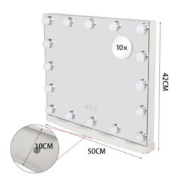 Darphe White Hollywood Led Lighted Makeup Mirror With 10X Magnification And 3 Lighting Modes, 50Cm W X 10Cm D X 42Cm H - thumbnail 9