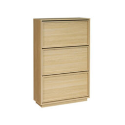 Sweeek - Shoe Cabinet With 3 Flip Drawers Wood Decor Natural 75X26X120 Cm - Kuba - thumbnail 2