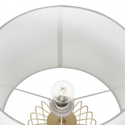 Beliani Gold Cage Table Lamp With White Cotton Shade For Bedroom And Living Room - Compact Modern Desk And Bedside Lamp - thumbnail 4