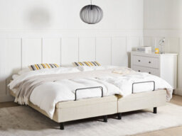 Beliani Adjustable Bed Without Headboard Fabric Castellan 160 X 200 Cm (Eu King Size) Beige - thumbnail 2