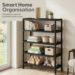 Keplin 5 Tier Natural Bamboo Shoe Rack Easy Assembly & Strong Design Shelf Organiser Ideal For Bedroom, Bathroom, (Black) - thumbnail 7
