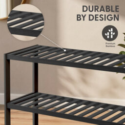 Keplin 5 Tier Natural Bamboo Shoe Rack Easy Assembly & Strong Design Shelf Organiser Ideal For Bedroom, Bathroom, (Black) - thumbnail 6