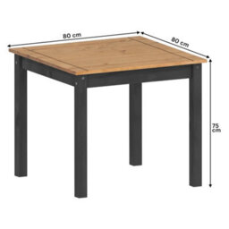 Dining Table & 2 Chairs Charcoal Grey Rio Solid Wood Pine Wooden Painted - thumbnail 2