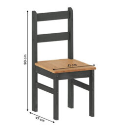 Dining Table & 2 Chairs Charcoal Grey Rio Solid Wood Pine Wooden Painted - thumbnail 3