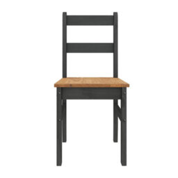Dining Table & 2 Chairs Charcoal Grey Rio Solid Wood Pine Wooden Painted - thumbnail 5