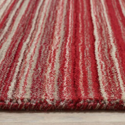 Red Striped Wool Rug, Handmade Rug With 25mm Thickness, Modern Rug For Living Room, & Dining Room-120Cm X 170Cm - thumbnail 3