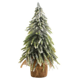 Decorative Snow Topped Mini Christmas Tree In Hessian Bag - Festive Xmas Ornament Decoration - H35 X 19Cm Diameter - thumbnail 5