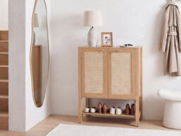 Beliani Shoe Storage Cabinet Beaulac Light Brown - thumbnail 2