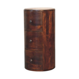 Wyld Haus Sorrento Chestnut Mango Wood Drum Chest Of 3 Drawers - thumbnail 3
