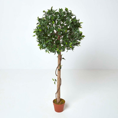 Homescapes Artificial Green Handcrafted Ficus Topiary Tree With Pot, 125 Cm (4 Ft) - image 1