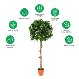 Homescapes Artificial Green Handcrafted Ficus Topiary Tree With Pot, 125 Cm (4 Ft) - thumbnail 5