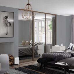 Spacepro Classic 1 Panel Mirrored Carini Walnut Effect Framed Sliding Wardrobe Door Set Of 3 (H)2220mm (W)2672mm - thumbnail 3
