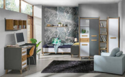 Arte Versatile Slimline Storage Cabinet - Werso W2, Anthracite & Oak Riviera, H1952mm W473mm D550mm - thumbnail 3