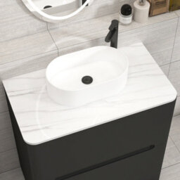 Royal Bathrooms Venice 800mm Matt Nocturne Black Freestanding Bathroom Countertop Vanity Unit 2 Drawer With Peak Basin - thumbnail 6
