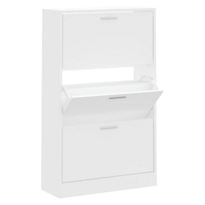 Berkfield Modern Shoe Cabinet White 63X24X103 Cm Engineered Wood