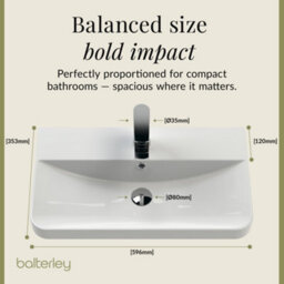 Balterley Flashbrook Modern Bathroom Floor Standing 2 Door Vanity Unit Basin, Dark Grey, 605mm - thumbnail 6
