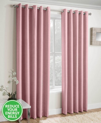 Enhanced Living Vogue Blush Pink 90 X 72 Inch (229X183Cm) Eyelet Thermal Noise Reducing Dim Out Curtains (Pair) - image 1