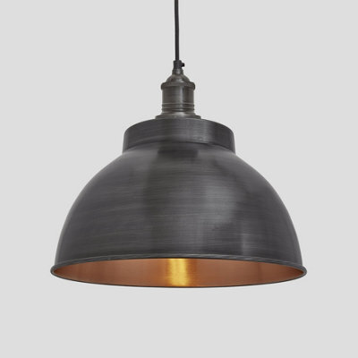 Industville Brooklyn Dome Pendant, 13 Inch, Pewter & Copper, Pewter Holder - image 1